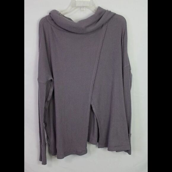 We The Free Free people The Rosa Ribbed Long-Sleeve Lavendar Size XS Split back - Picture 5 of 5